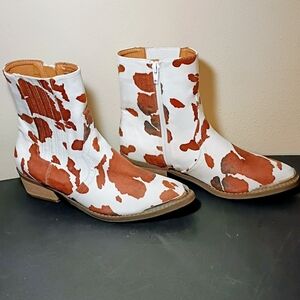 Cow Print Ankle Boots